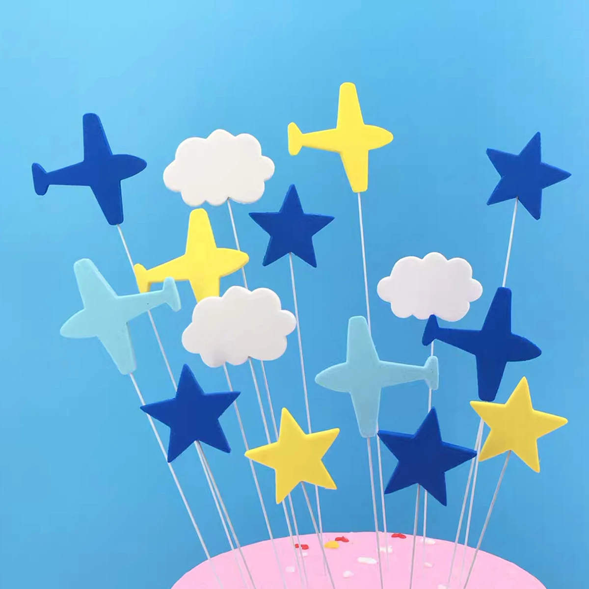 

Creative Cake Topper Decorations Stylish Lovely Ornament Party Hat Airplane Metal WireCake Decoration Insert Festive Atmosphere