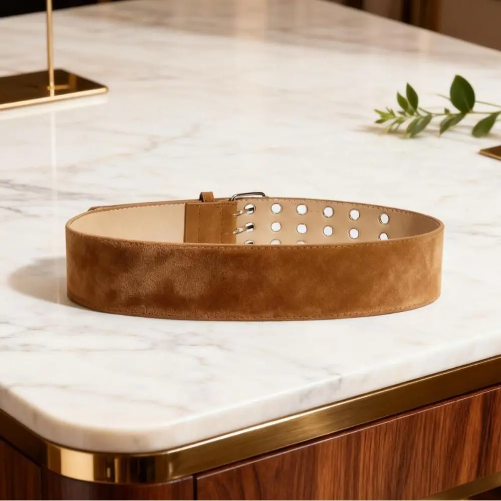 

Ретро-ремень из замши с 3-контактной пряжкой, роскошный дизайн, универсальный женский пояс, ультраширокий пояс для декора пальто и юбок