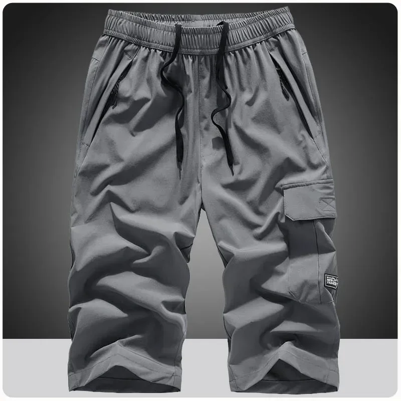 Men's Summer Quick Dry 3/4 Pants Lightweight Capri Shorts Hiking Fishing Travel Casual Cargo Shorts Pants Men Gym Shorts 7XL 8XL