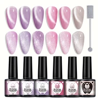 Este juego de 6 piezas de esmalte de uñas en gel Crystal Cat Eye con imanes que presenta esmalte de uñas en gel que cambia de color Crystal Cat Eye, perfecto