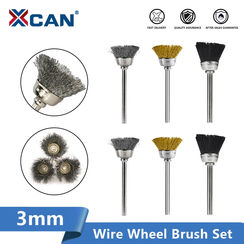 XCAN Polishing Wheel Brush 10pcs 3.mm Shank Wire Brush For Dremel Rotary Tools Accessories