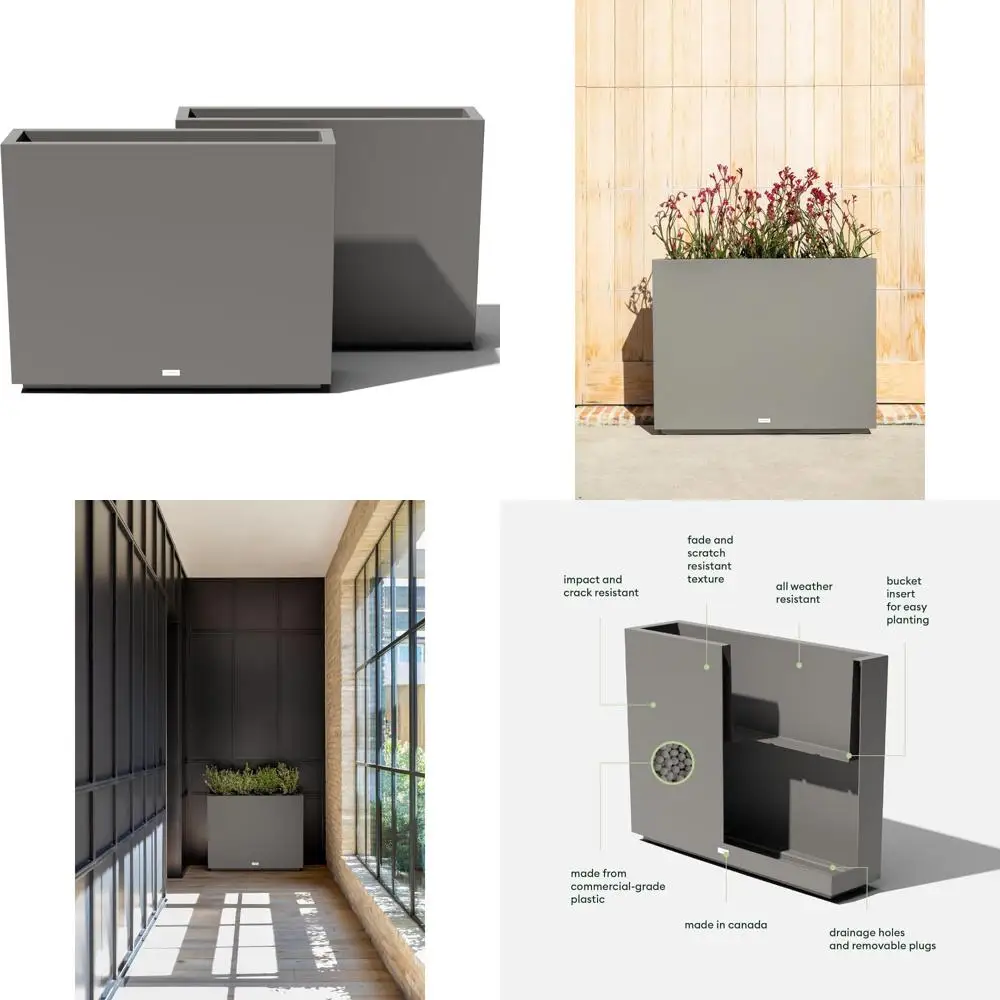 

Tall Rectangular All-Weather Outdoor Indoor Planter, Durable for Patio Porch, Large Capacity Garden Decor