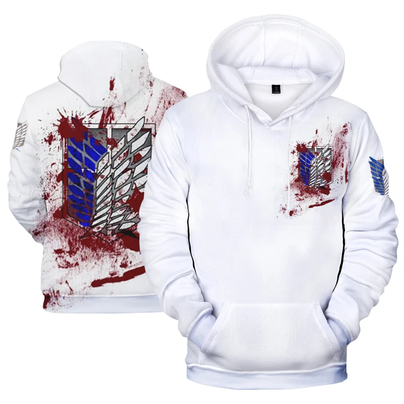 

2024Men Teens Cartoon Japanese Attack the giant anime 3D Print Hoodie Pullovers Fashion Cosplay Print Long Sleeves Hooded Loose