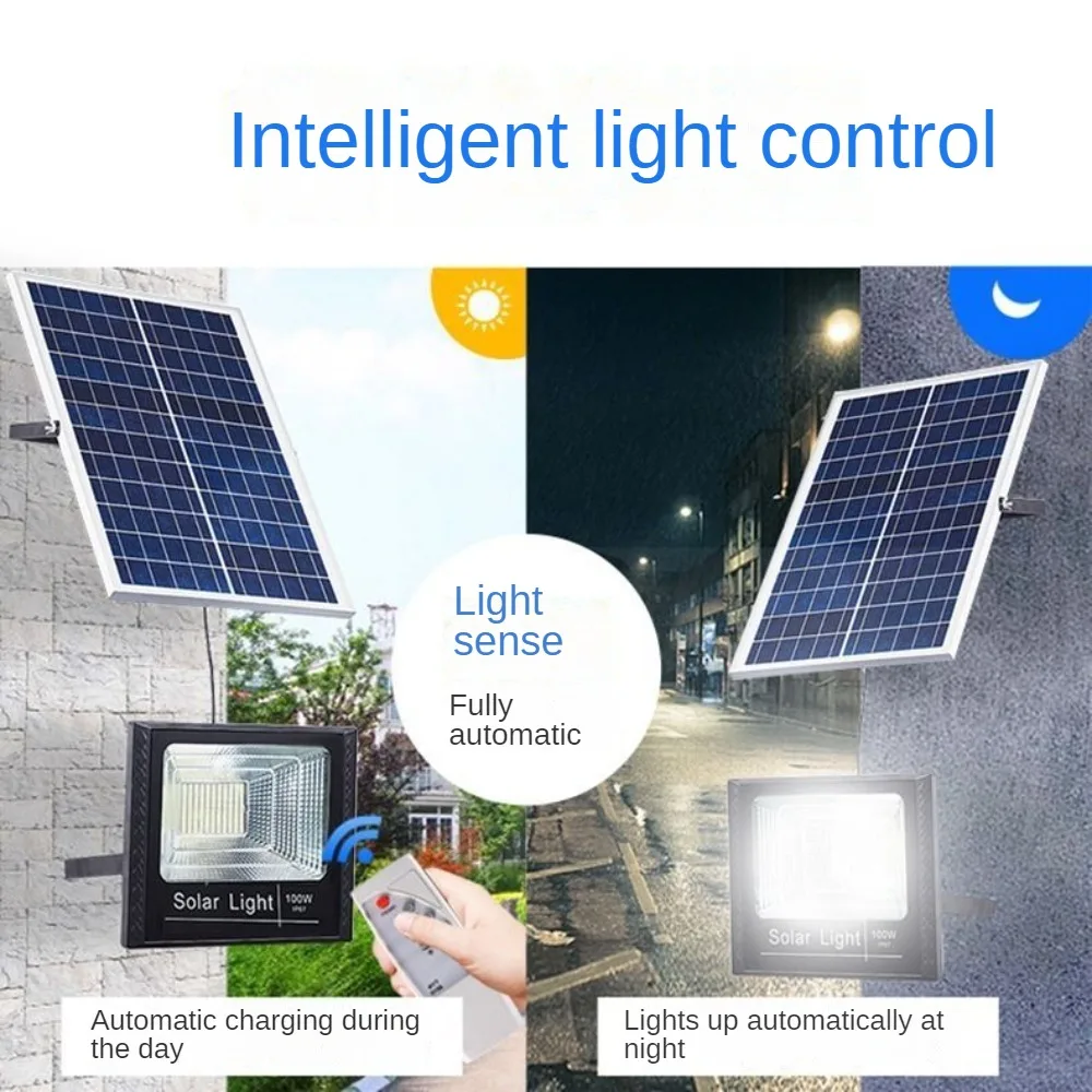 Solar Light Outdoor With Remote Control, Waterproof IP67 Solar Panel LED Street Lights,Adjustable Brightness ,Timing,20W to 900W