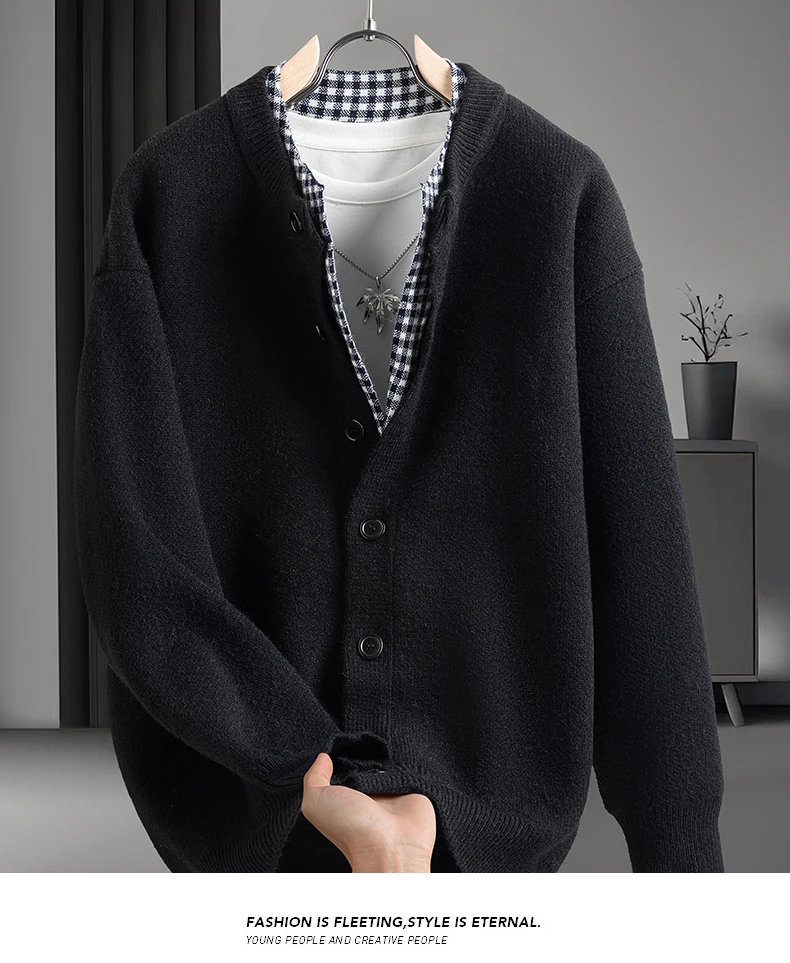 Hochwertiger Herren-Strickcardigan mit Langen Ärmeln, Rundhals und Knöpfen, Herbst-Winter Neue Cardigan-Jacke, Modische Vielseitige Herrenbekleidung – Detail 8