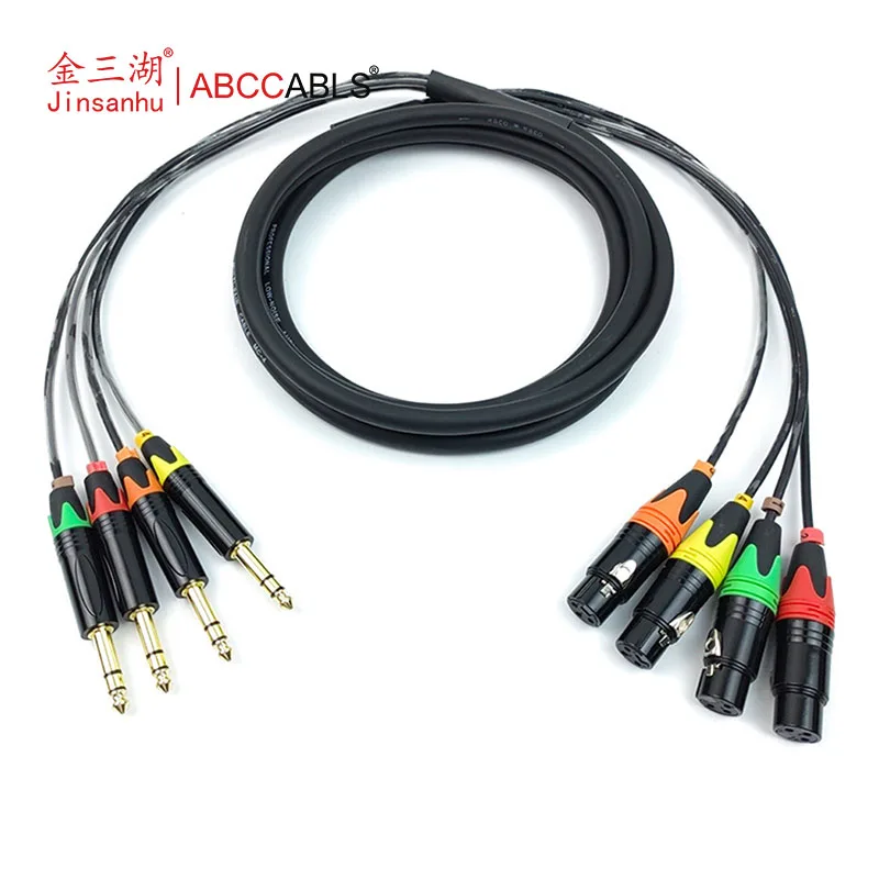 ABCCABLS 4-Channel 1/4" TRS to XLR Snake Audio Cable Oxygen-Free Copper Conductor PVC Jacket-Shielded Balanced Extension Cable