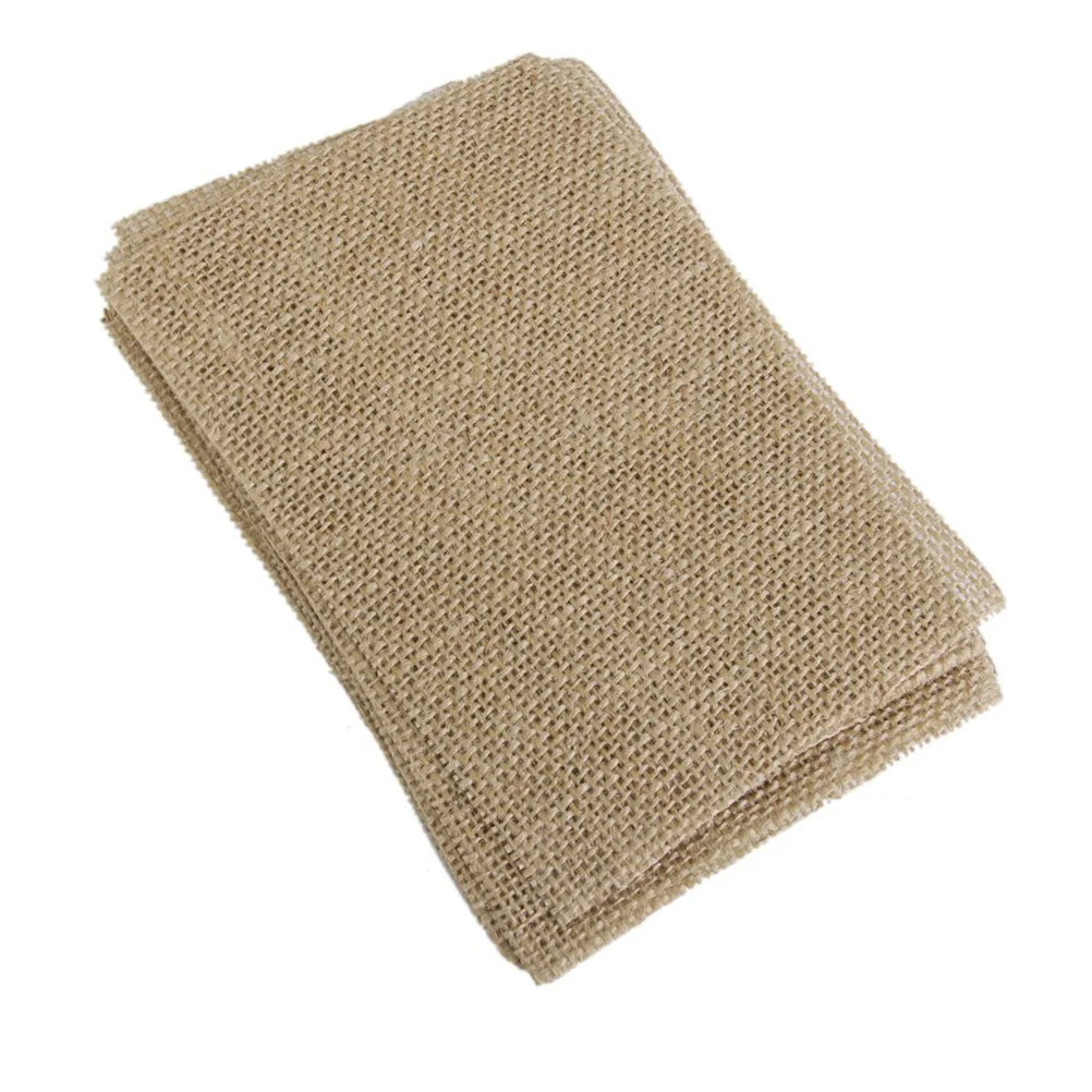 

10pcs Burlap Coasters 12x17cm Brown Table Mats Absorb Desk No Stain Home Wedding Decor Dining Kitchen Mat
