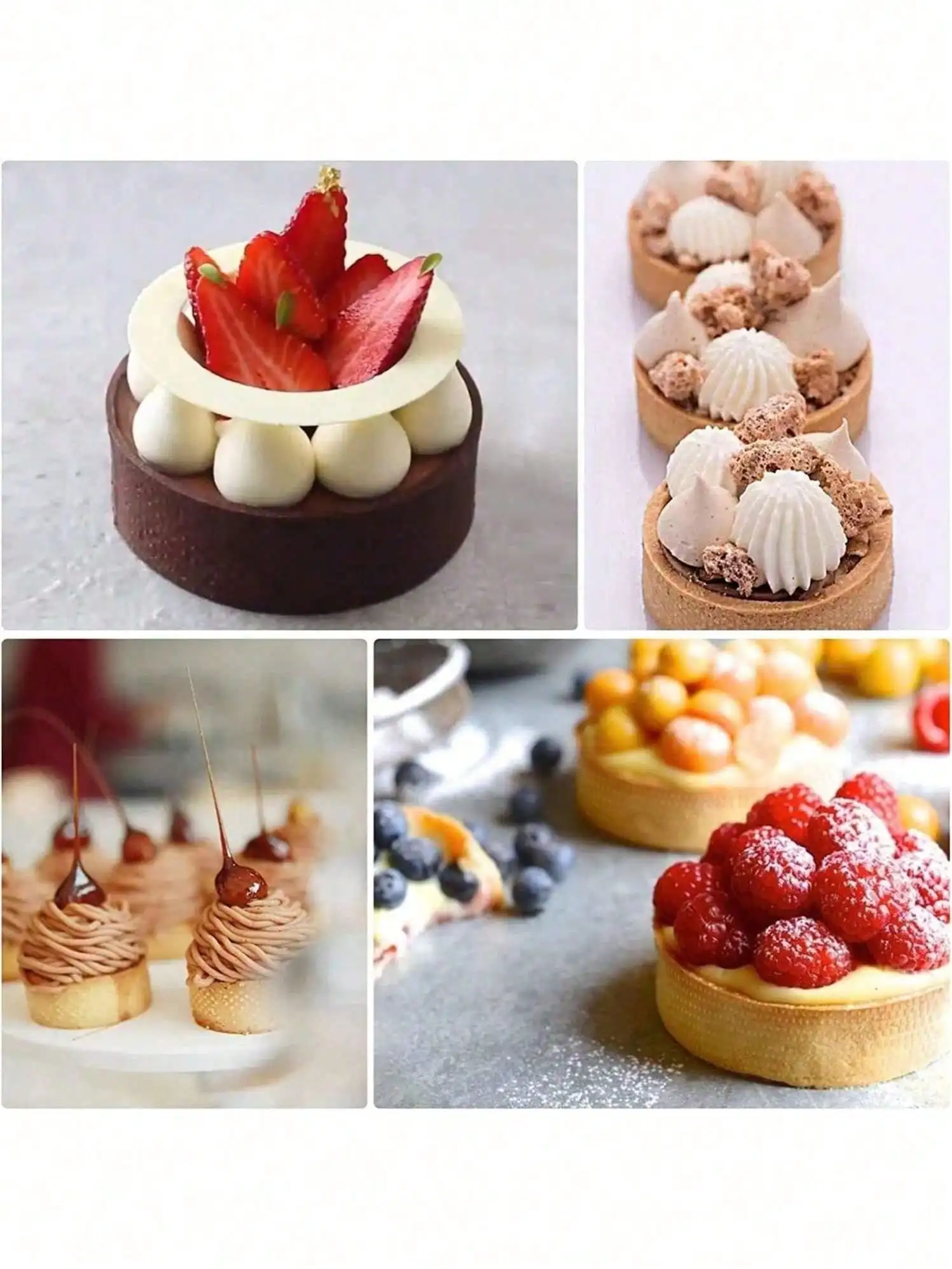 Mini Tart Ring Mold for Baking, Round Shape Black Cake Mold Mousse Circle Tart Ring Round Cake Molds, Bakery Accessories Cake
