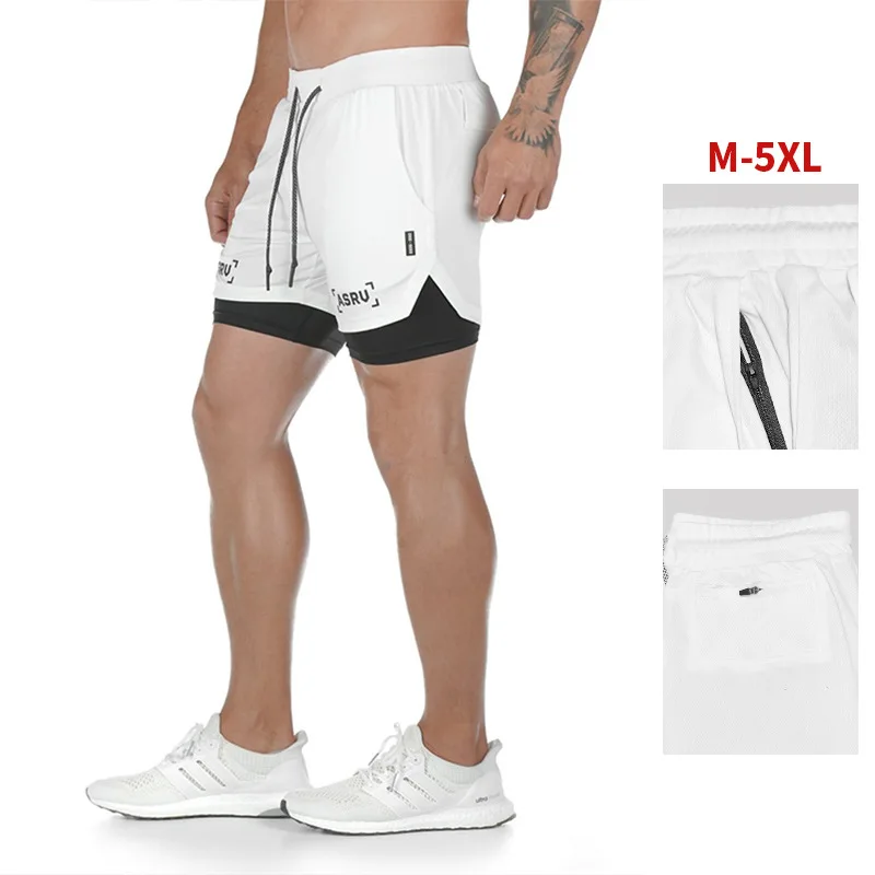 

Летние мужские шорты для верхней одежды, молодежные многофункциональные двухслойные спортивные шорты, мужские быстросохнущие дышащие брюки для бега