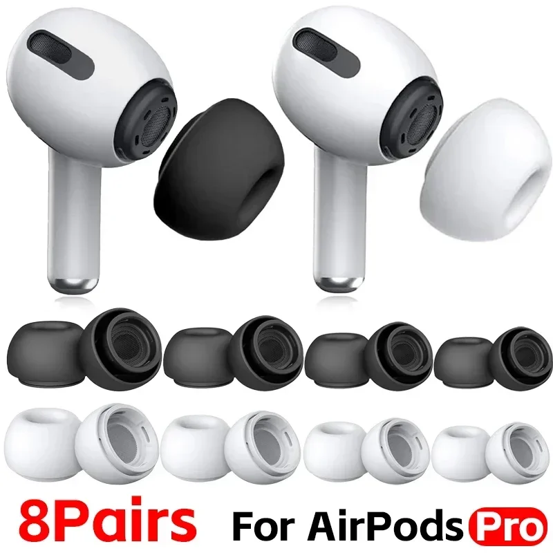 8/4/1 Pair Soft Silicone Replacement Ear Tips for Apple Airpods Pro 1st 2nd Earbuds Ear Plugs with Noise Reduction Hole XS S M L