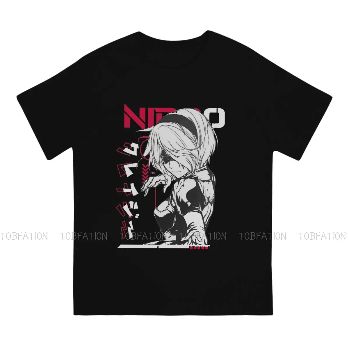 Nier Replicant Automata 2B Nier Mask T Shirt Vintage Punk Summer Cotton Men's Tops Harajuku Crewneck TShirt