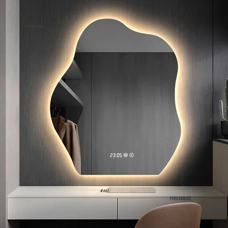 Cloud Smart Bath Mirrors Bedroom Wall-mounted Dressing Mirror Bathroom Special-shaped Luminous Led Makeup Mirrors with Light B