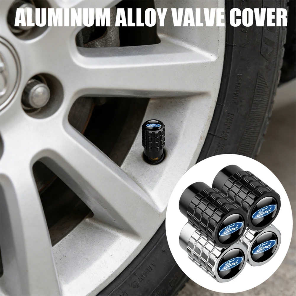 4 piezas de tapas de válvula de neumático con emblema de engranaje de rueda para Ford Fiesta Focus 2 Mondeo mk4 Mustang Ranger Kuga S-MAX Transit Ghia
