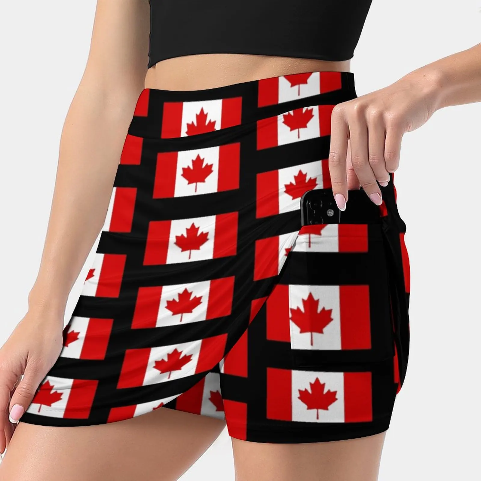 Canada Flag Women's skirt With Hide Pocket Tennis Skirt Golf Skirts Badminton Skirts Running skirts Canada Oh Canadian Canuck