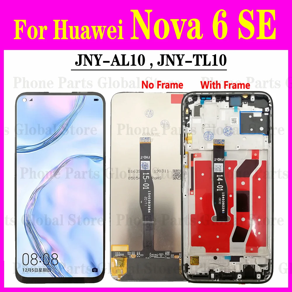 

ЖК-дисплей 6,4 дюйма с рамкой для Huawei Nova 6 SE, ЖК-дисплей для Nova 6 SE, дисплей с сенсорным экраном и дигитайзером в сборе, замена