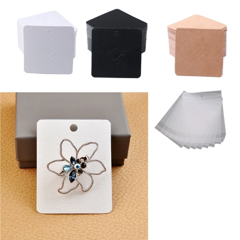 Y4QE 100Pcs/lot Brooches Display Card Blank Kraft Paper-Tag Jewelry Packaging Card