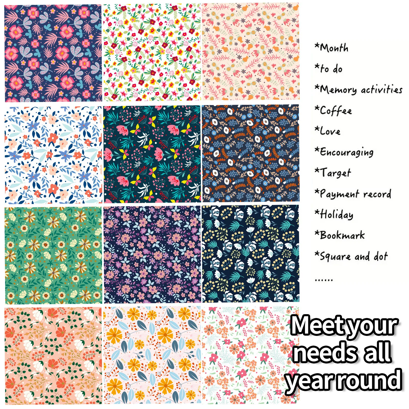 12 Sheets 15*15cm Pastoral Style Manual MaterialsColor Paper Creative Simple Handbook Base Paper Material Colorful Paper Sheets