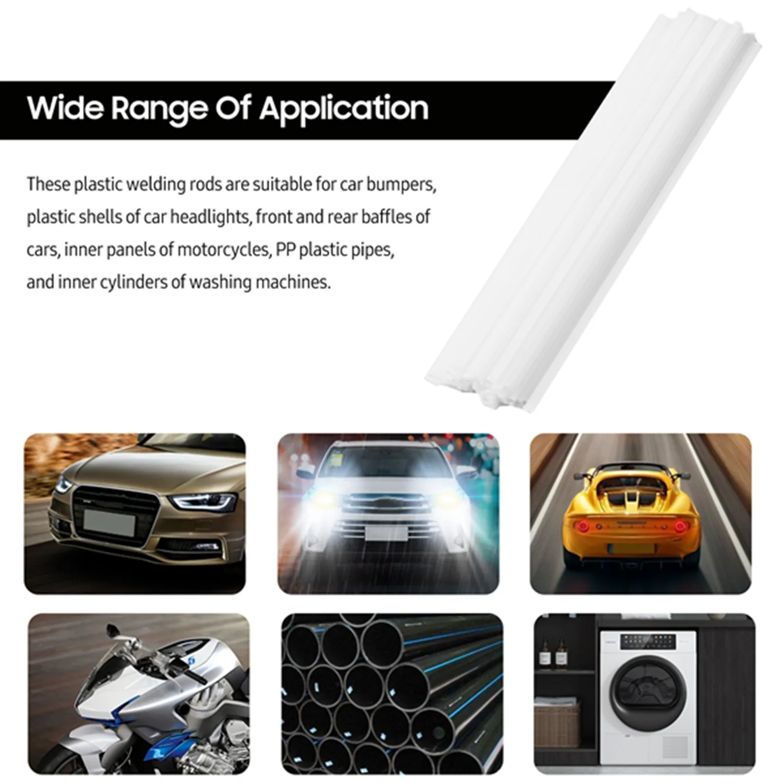 50 PCS PP Plastic Welding Rods Low Density Polypropylene Flat Rods for Car Bumper Plastic Pipe Car Baffles (25cm / 9.84in)