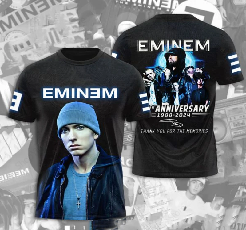 ラッパー-男性と女性のためのエミネム3DプリントTシャツ,スリムトップ,音楽アルバムTシャツ,ロックファッションTシャツ,新しい2025