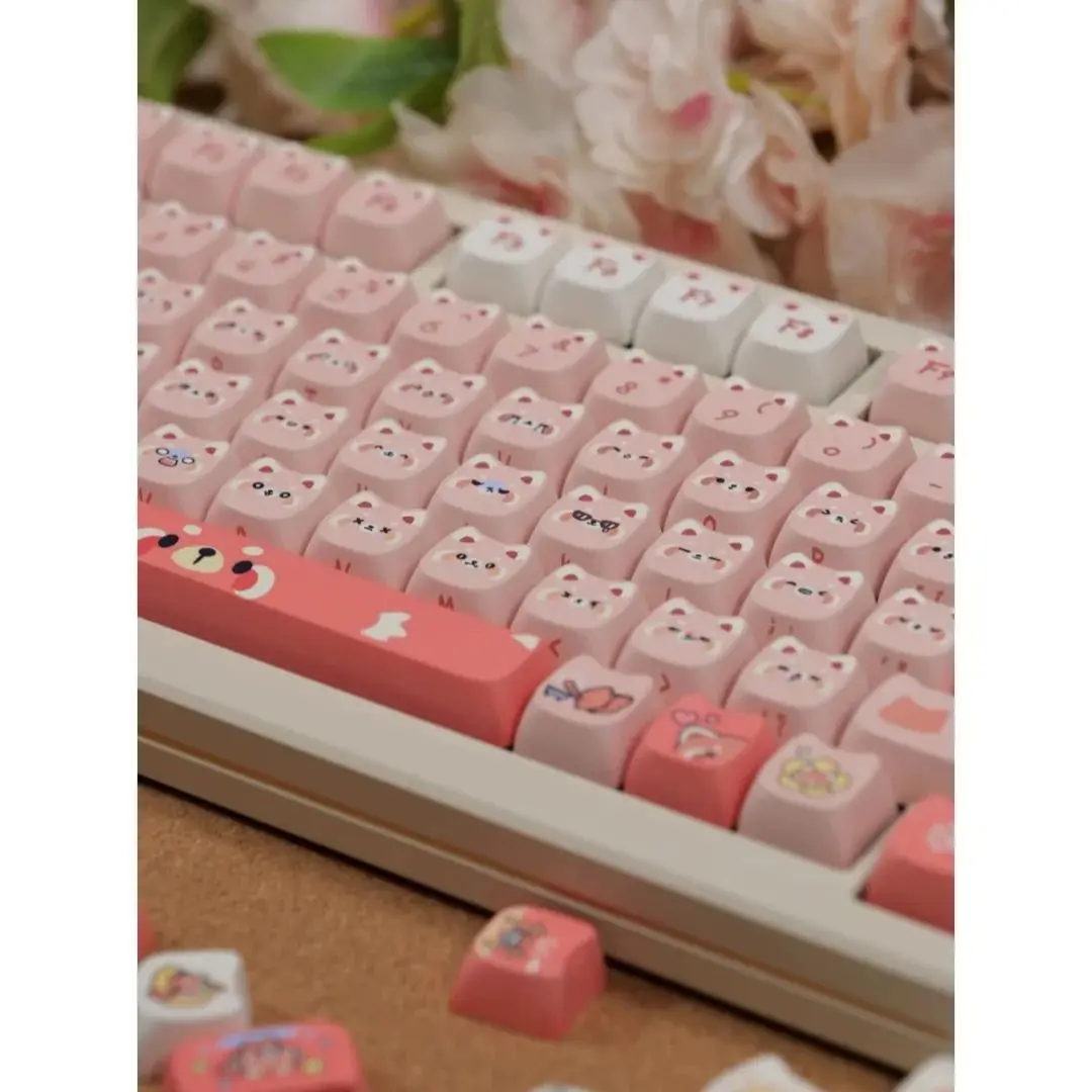 Imagem -06 - Mao Keycaps para Meninas Quadrado Bonito Sublimação Térmica Teclado Mecânico Presente para Alice 2.25 u 2.75u 142 Chaves Novo