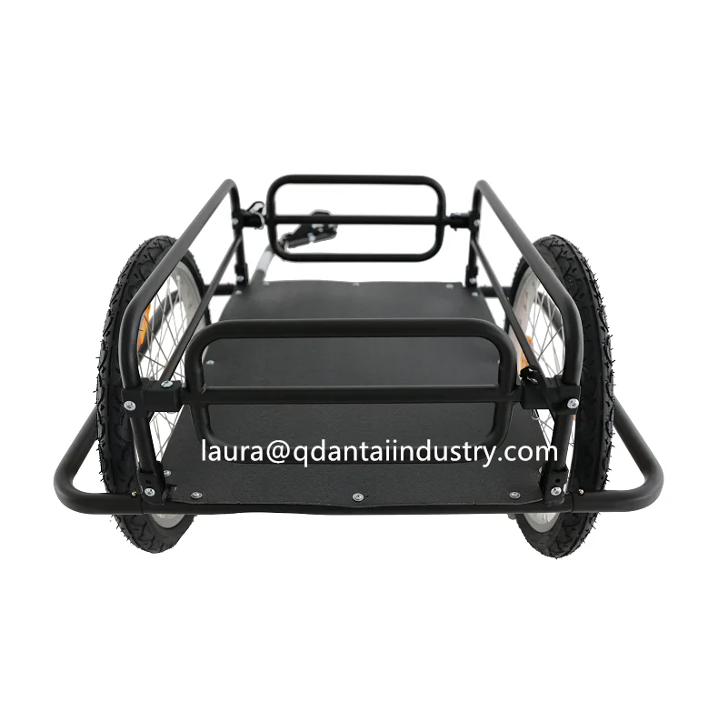 Folding Bike Trailer Cargo In Steel Frame, Extra Bicycle Storage Carrier With Hitch