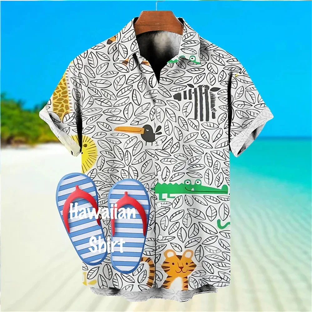 Summer Beach 3D Printed Men's Oversized Summer Casual Hawaii Beach Hawaii Harajuku Fashion Holiday Shirt