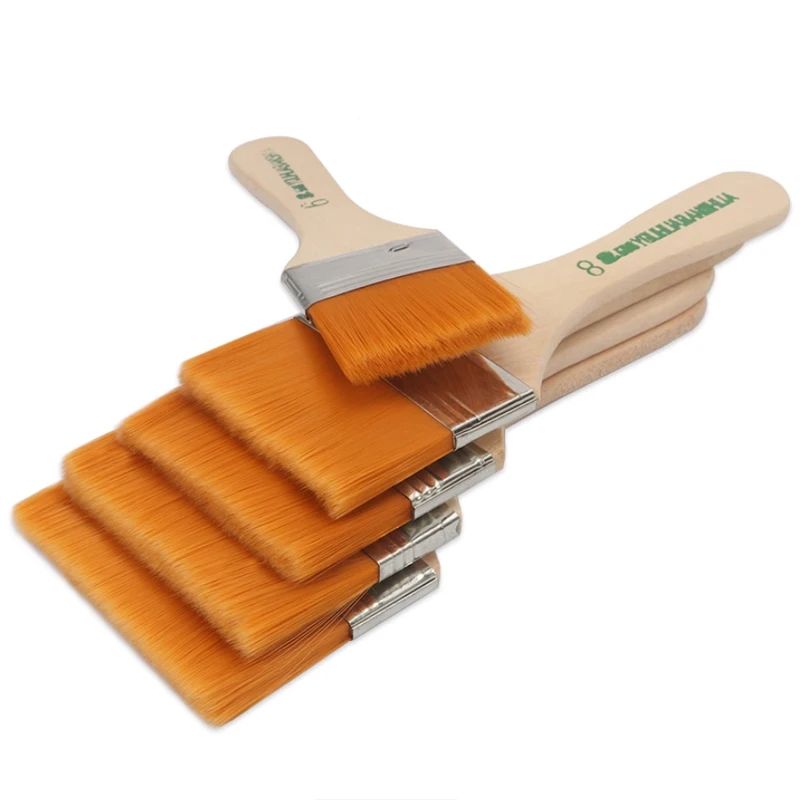 مجموعة فرش رسم زيتية احترافية برأس مسطح من النايلون - لا تساقط مثالية للأكريليك والألوان المائية - أداة مثالية لطلاب الفن