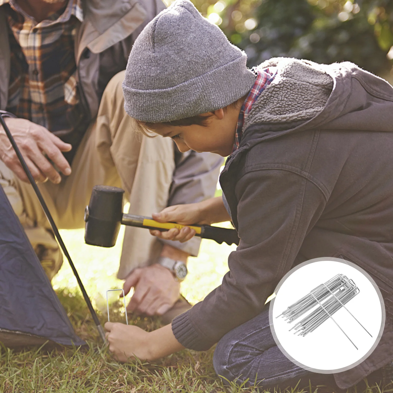 

50Pcs Heavy Duty 6 Inch 11 Gauge Galvanized Metal Sod Pegs Garden Stakes Lawn Edging Fabric Pins for Outdoor