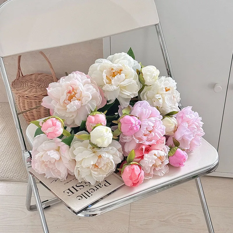 

Double Ended Peony Simulation Flower European Living Room Decoration Dining Table Decoration Simulation Flower Wedding Decor