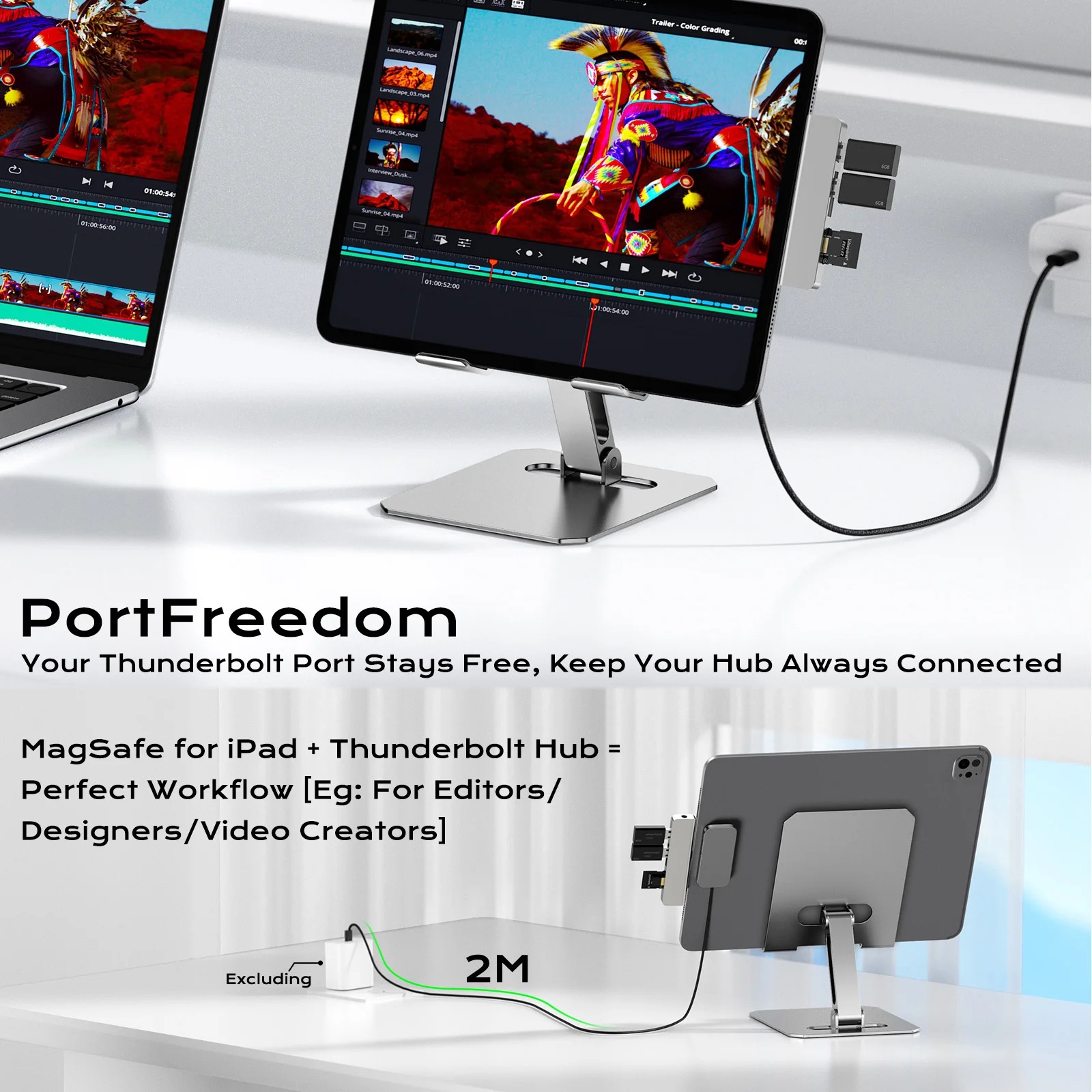 وحدة شاحن لاسلكي مغناطيسي لجهاز iPad Pro شحن سريع موصل ذكي شاحن لوحة شحن لاسلكية مع كابل USB-C