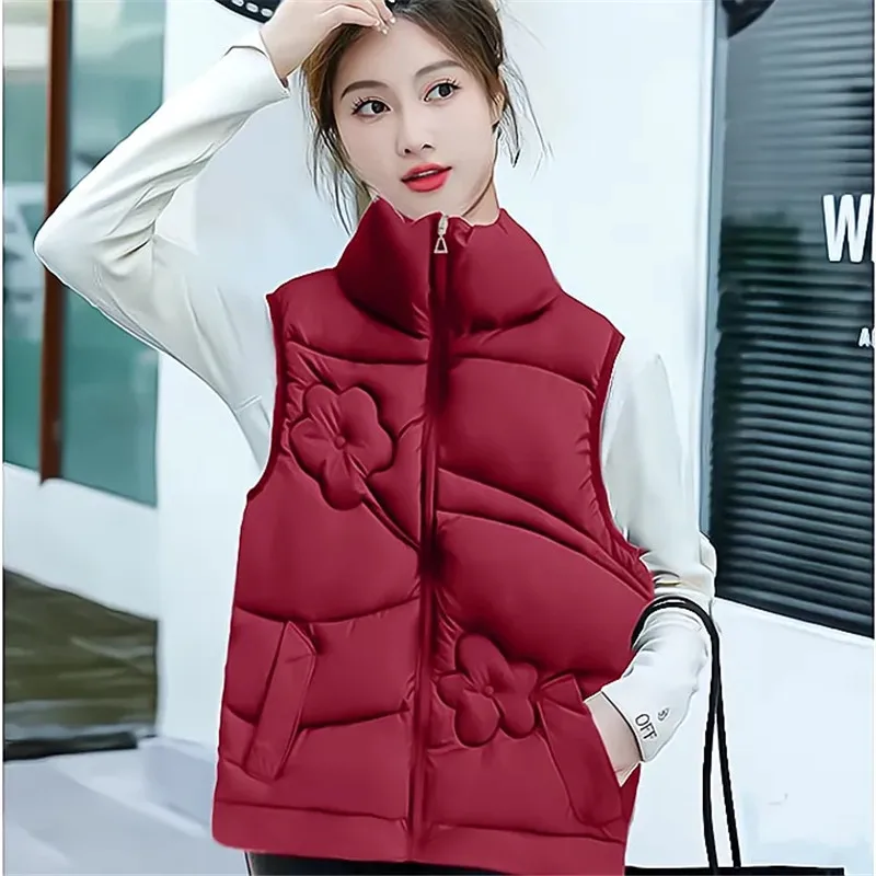 Sleeveless Jacket Ladies Parkas Downy Cotton Vest Coat Women's Autumn Winter New Versatile Style Age-Reducing Waistcoat Outwear