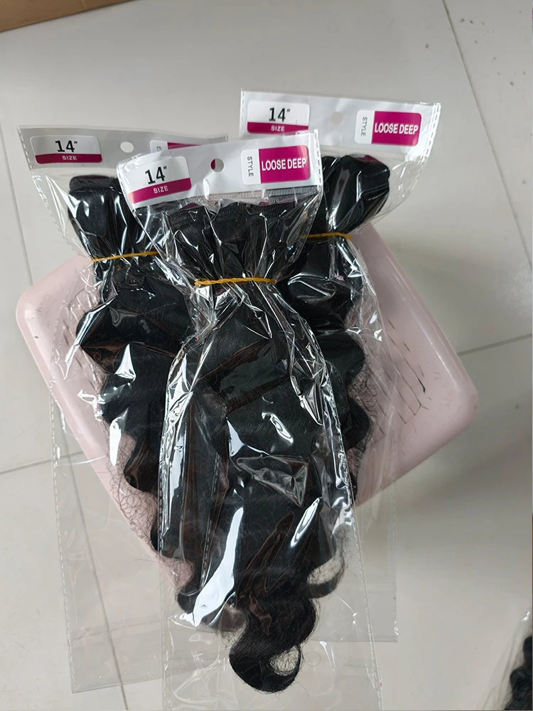 26 28 30 32 Inch Loose Deep Wave Brazilian Real Human Hair Bundles Sale 2/ 3/4 PCS Natural Black Unprocessed Remy Hair Extensions Weave Bundles Extensions Soft Silky For Women