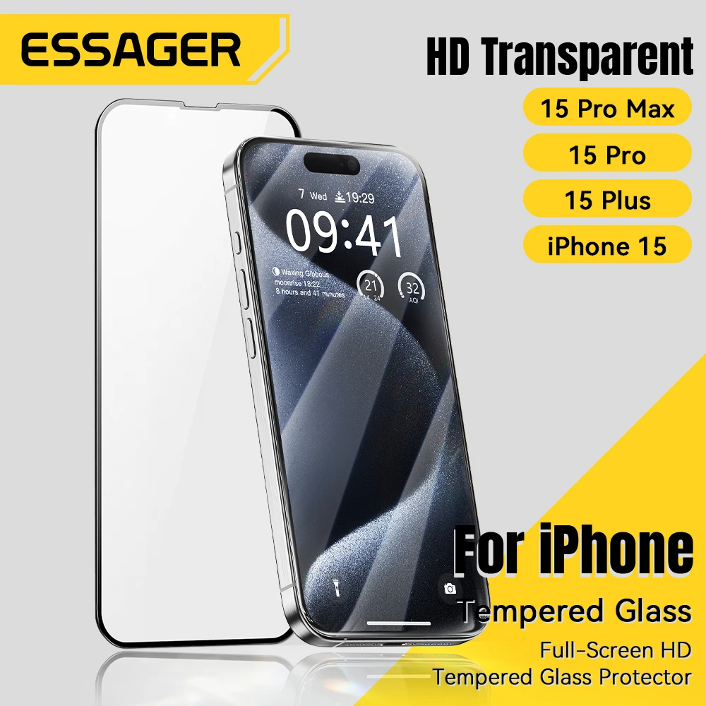 Essager Screen Protectors Full Screen HD Drop-proof and dust-proof  Tempered Film Transparent For iPhone 15 14 13 plus Pro Max