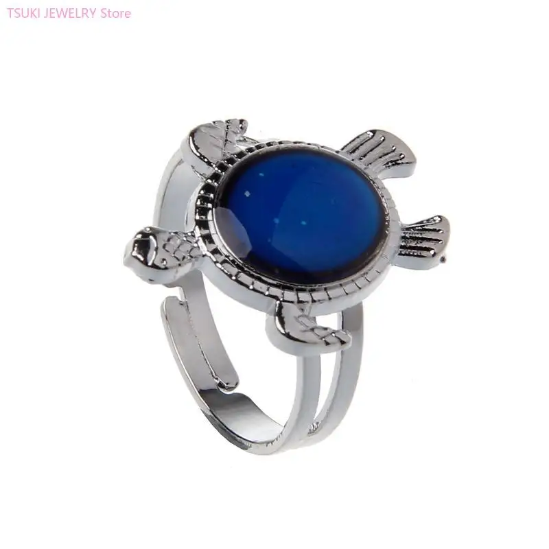 62KE Retro for Turtle Color Change Mood Ring Emotion Feeling Temperature Rings Jewelr