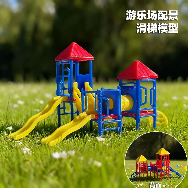 1:87 escala ho corrediça infantil para jardim de infância parque playground com slides conjunto modelo jogo de lula layout de construção arquitetônica