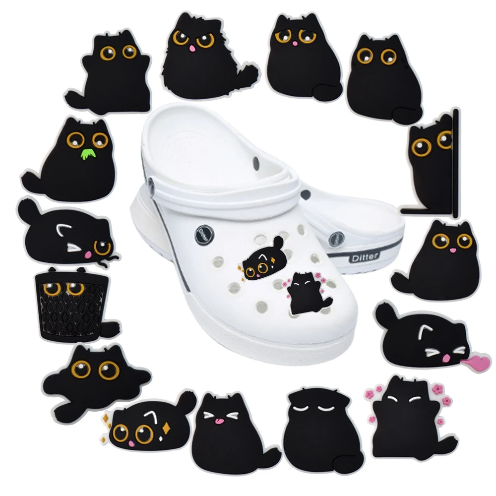 Новинка-1-15-шт-серия-«Черный-котенок»-аксессуары-для-обуви-из-ПВХ-подходят-для-браслетов-с-отверстиями-украшения-для-обуви-«сделай-сам»-пряжка-детские-подарки