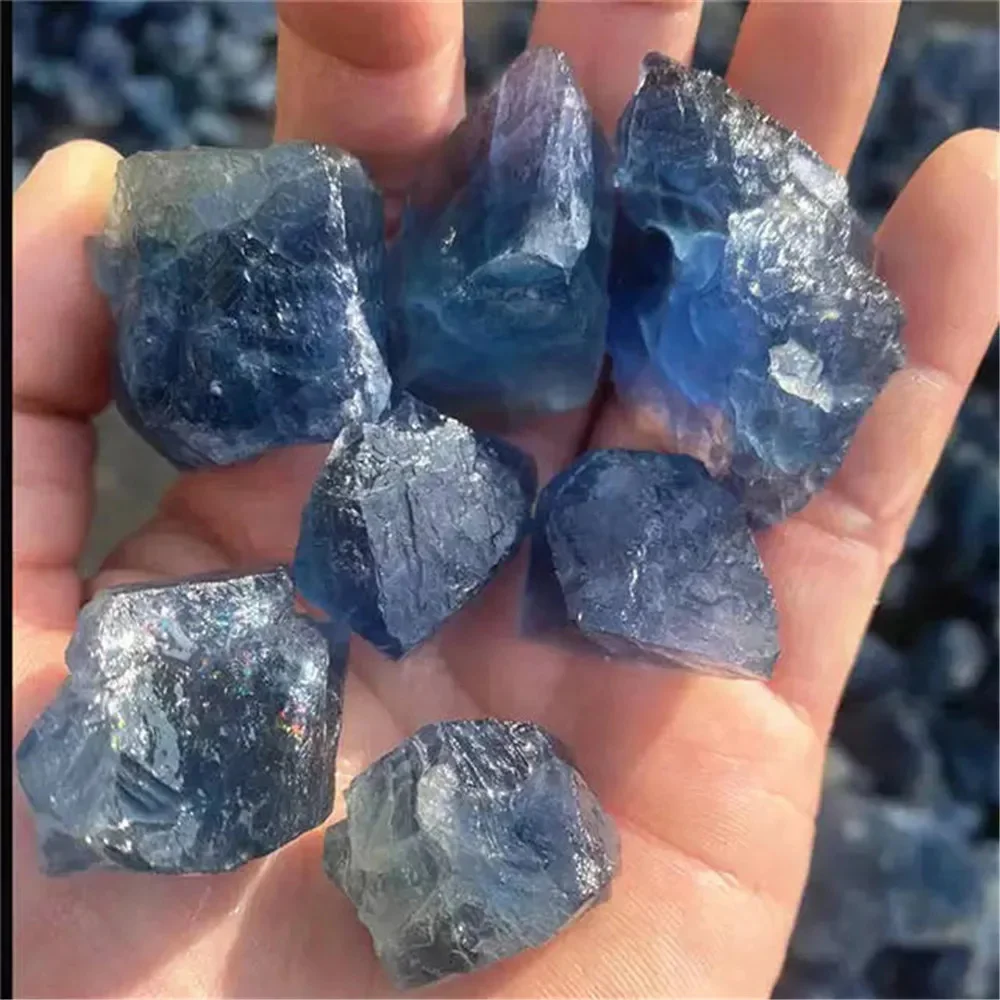 Natural Carved Raw Gemstone Blue Fluorite Rough Healing Crystal Stones For Sale