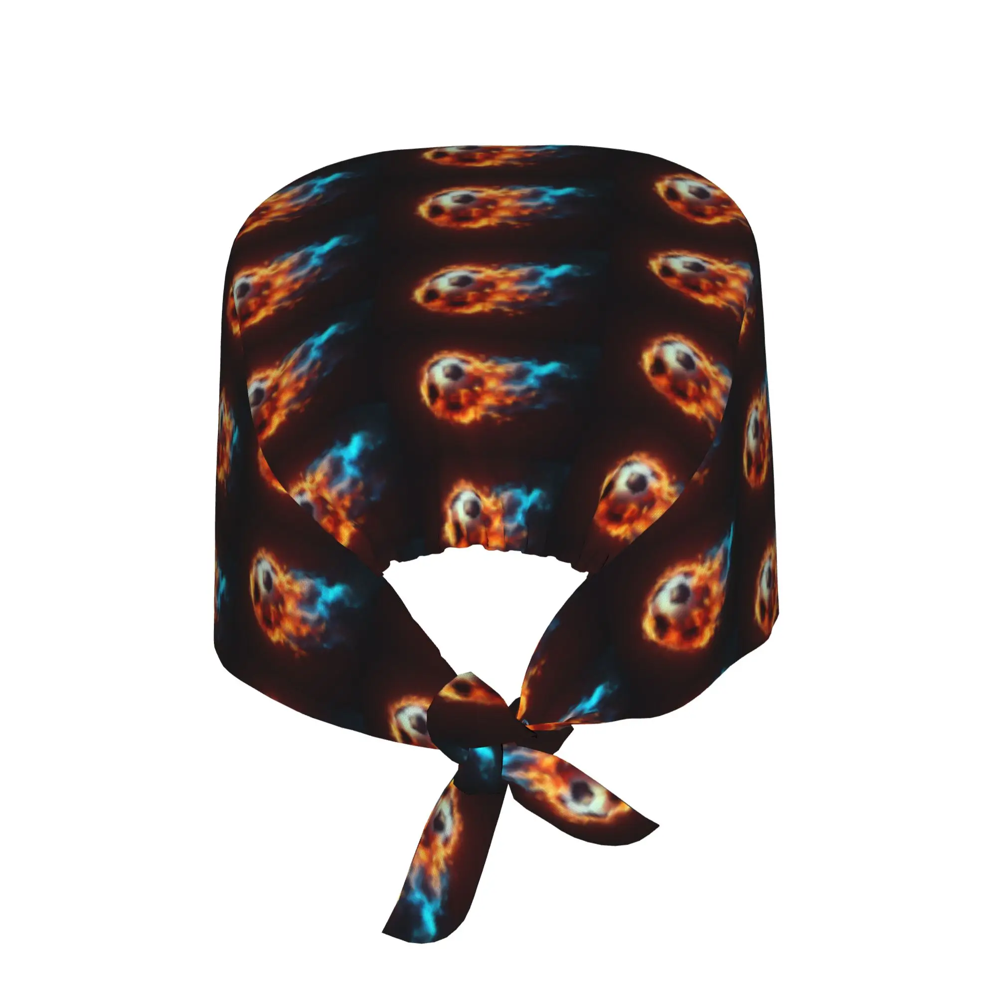 Fire and Ice Soccer Scrubs Cap Surgical Hats Women Men Flames Football Flaming Operating Room Cap Operator Hats Lab Works Hat