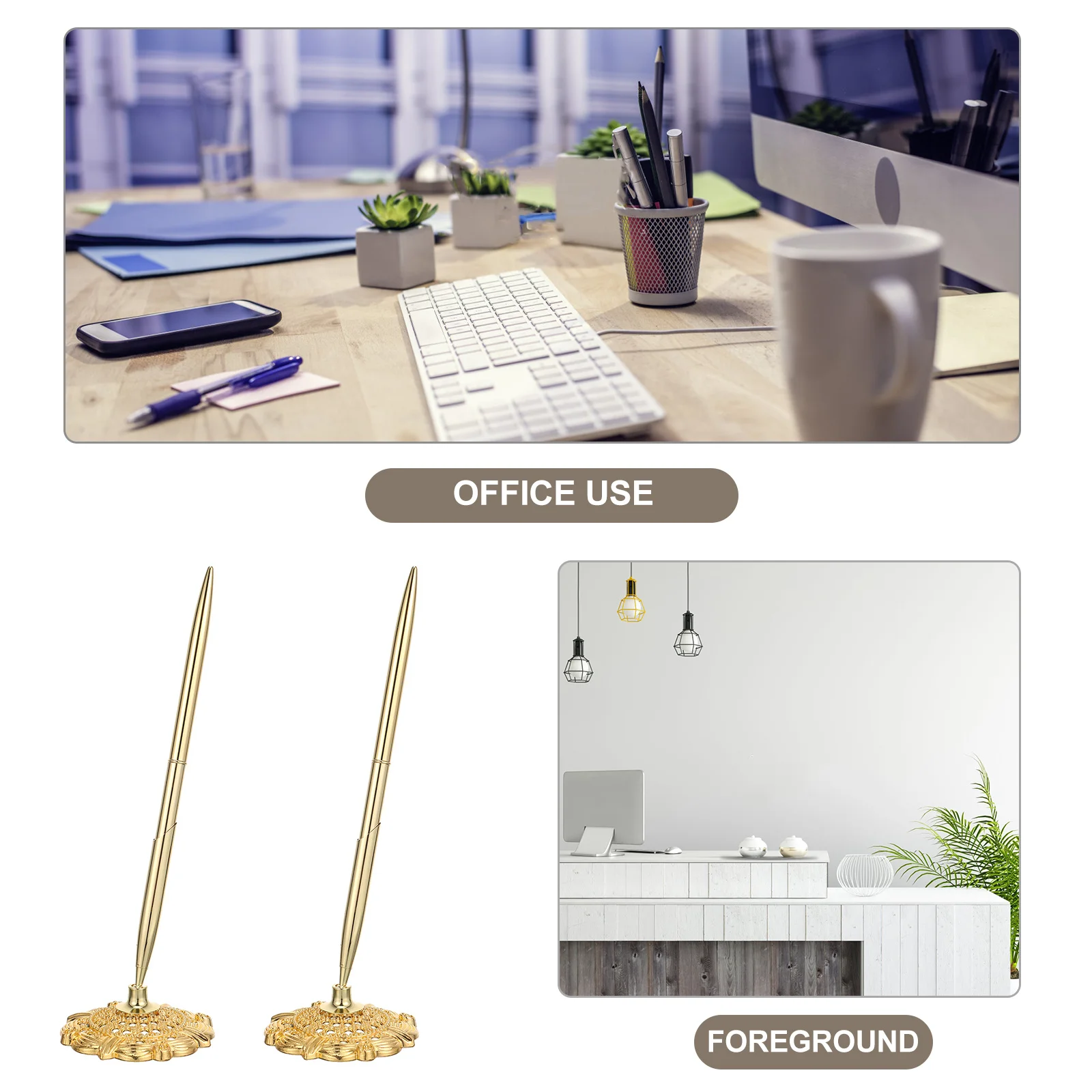 

2Pcs Professional Business Pen Exquisite Ballpoint Pen Table Standing Design Office Stationery Comfortable Grip