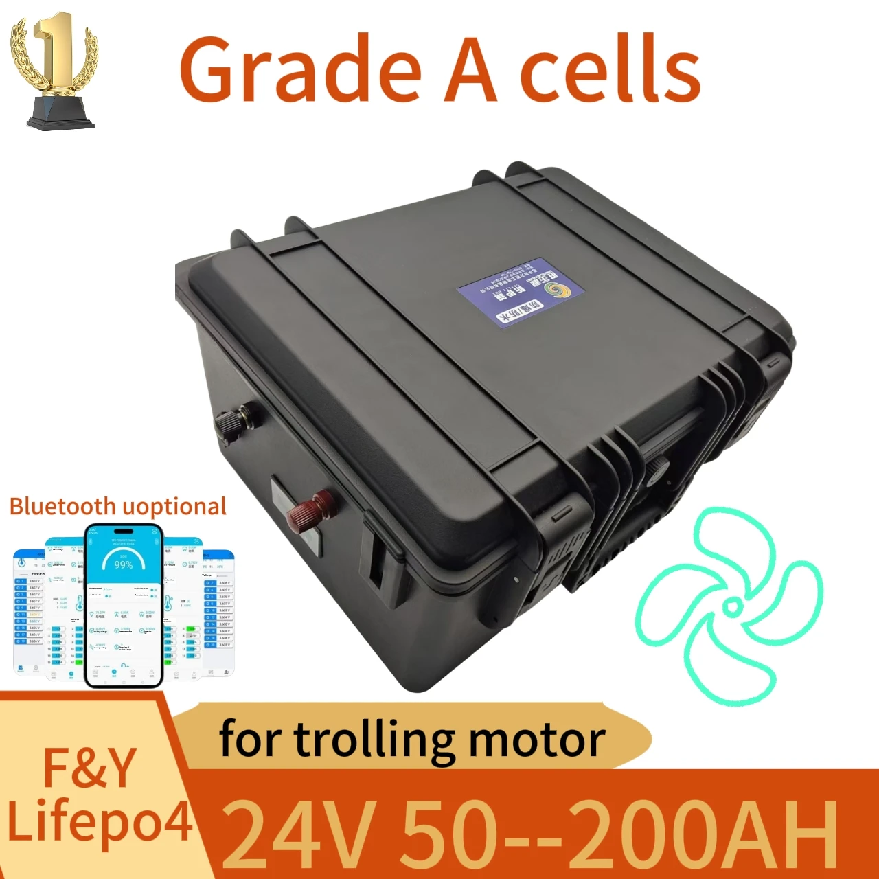 

F&Y Waterproof Lifepo4 24V 50Ah 60Ah 80Ah 100Ah 120Ah 150Ah 200Ah Lithium Battery With Bms For Trolling Motor Propeller