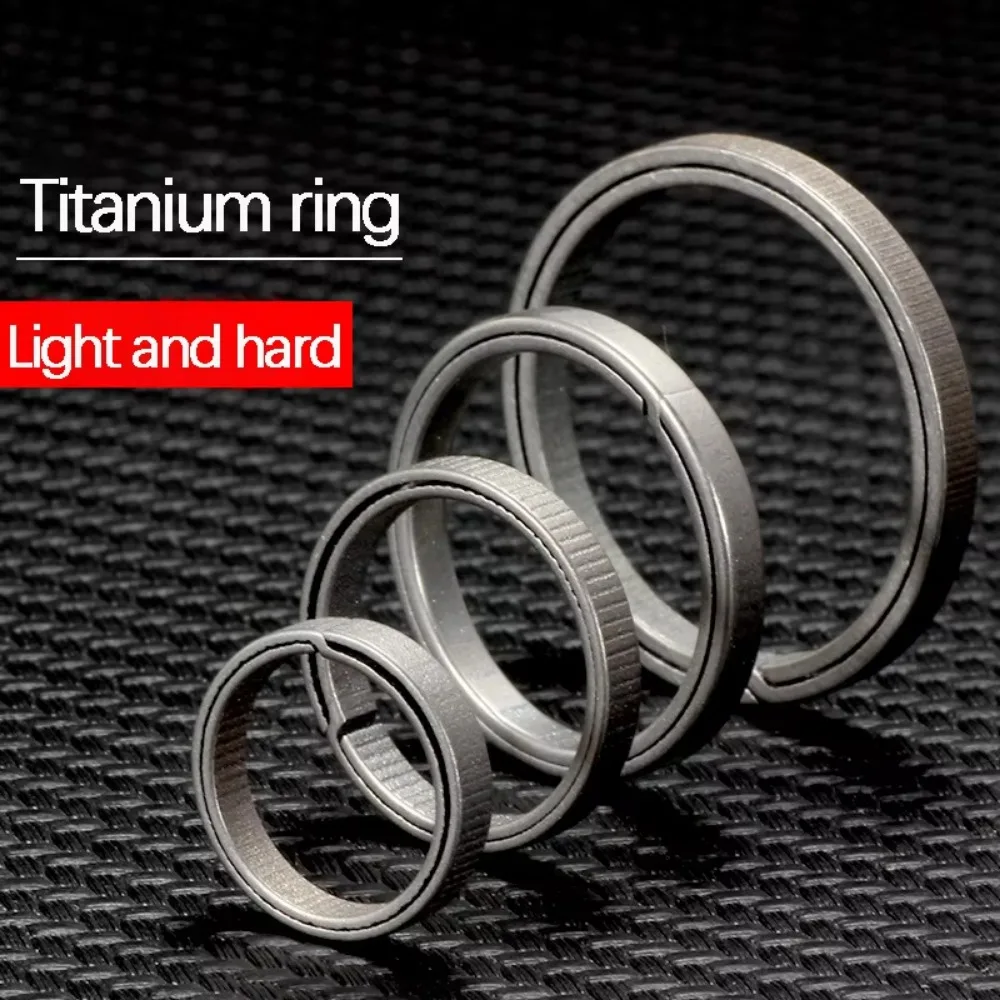 4pcs Ultra-light Titanium Alloy Key Ring Metal Keyfobs Crafts Key Chain Pendant Hard DIY Accessories Side Pushing Rings Gift