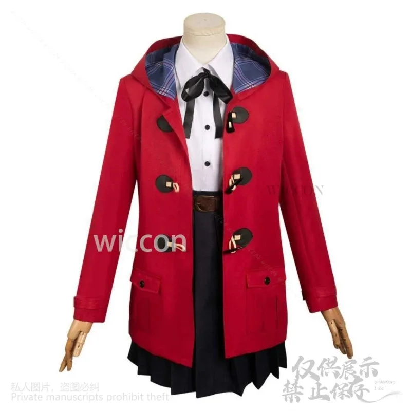 

COSda@Nina Iseri Anime girls Band Cry Cosplay Costume Winter Red Coat Trench Skirt Wigs For Woman Halloween Christmas Cust