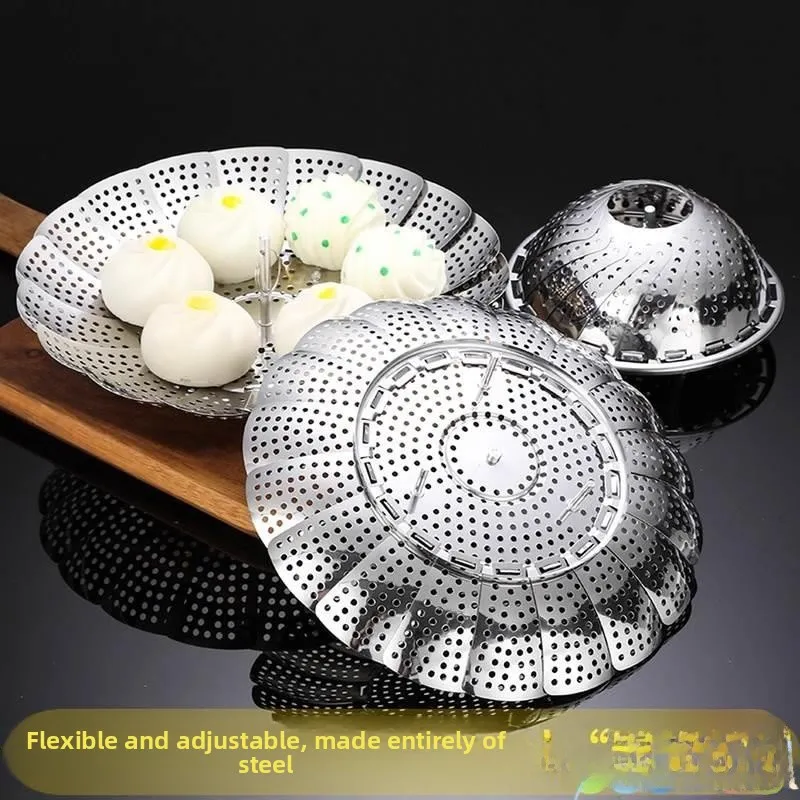 

Stainl Steel Ster Tray Steng ids Household Sted Buns Ster Pan Steng Ra Expandable High Feet Water St...