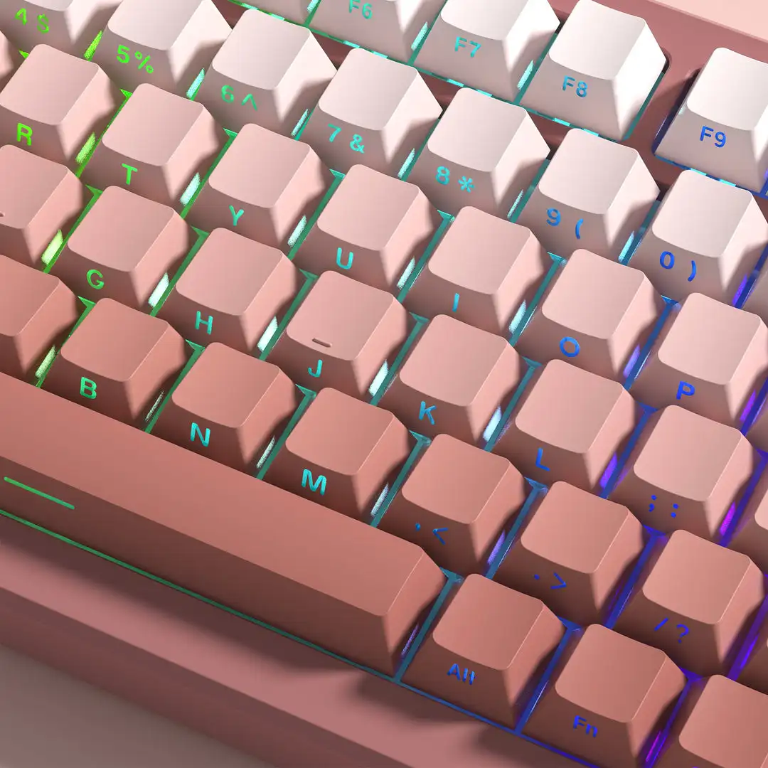 Imagem -03 - Duplo Tiro Brilhar Através de Keycaps Cereja Perfil Gradiente Rosa Impressão Lateral Pbt 137 Teclas para Interruptores mx