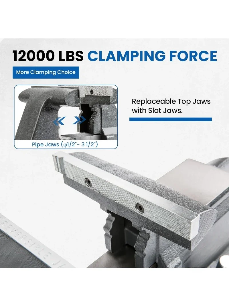 جودة عالية CR80A 8 بوصة منجلة شديدة التحمل مع سندان وقاعدة دوارة 190 درجة (8 بوصة) #4