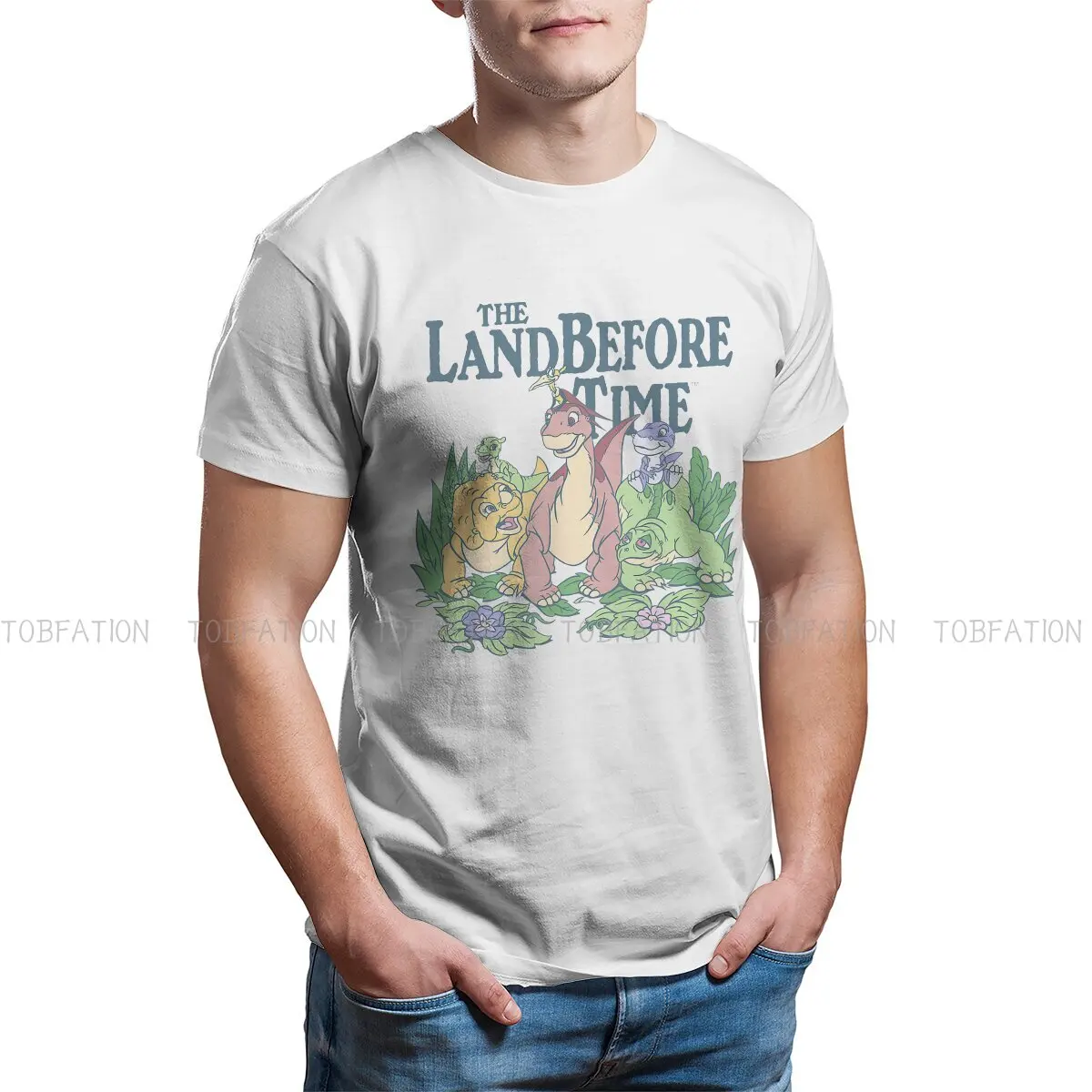 Dinosaur Polyester TShirts Land Before Time Pastel Friends Print Homme T Shirt Funny Tops 6XL