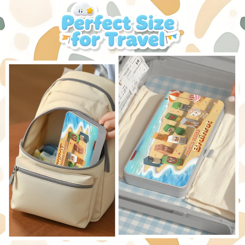 Italiaanse Brainrot Mini magnetische blokken met draagbare ijzeren doos, Tralalero Tralala figuren magnetische reisbouwstenen