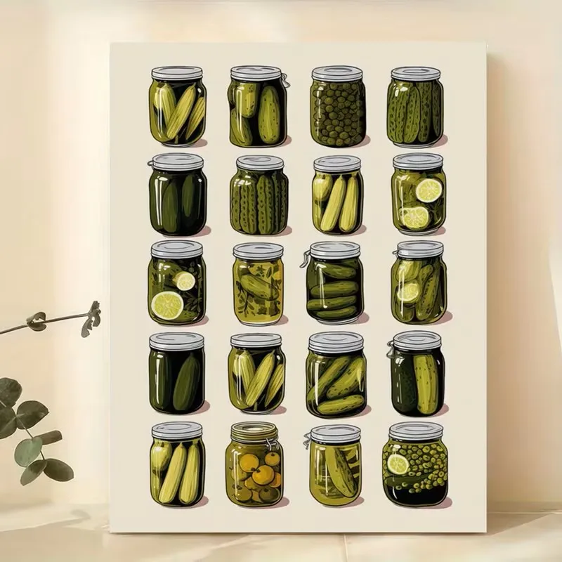 

Canvas Wall Art Poster, Retro Kimchi Jar, 12 Unique Kimchi Varieties, Modern Living Room, Bedroom, Kitchen Home Decoration