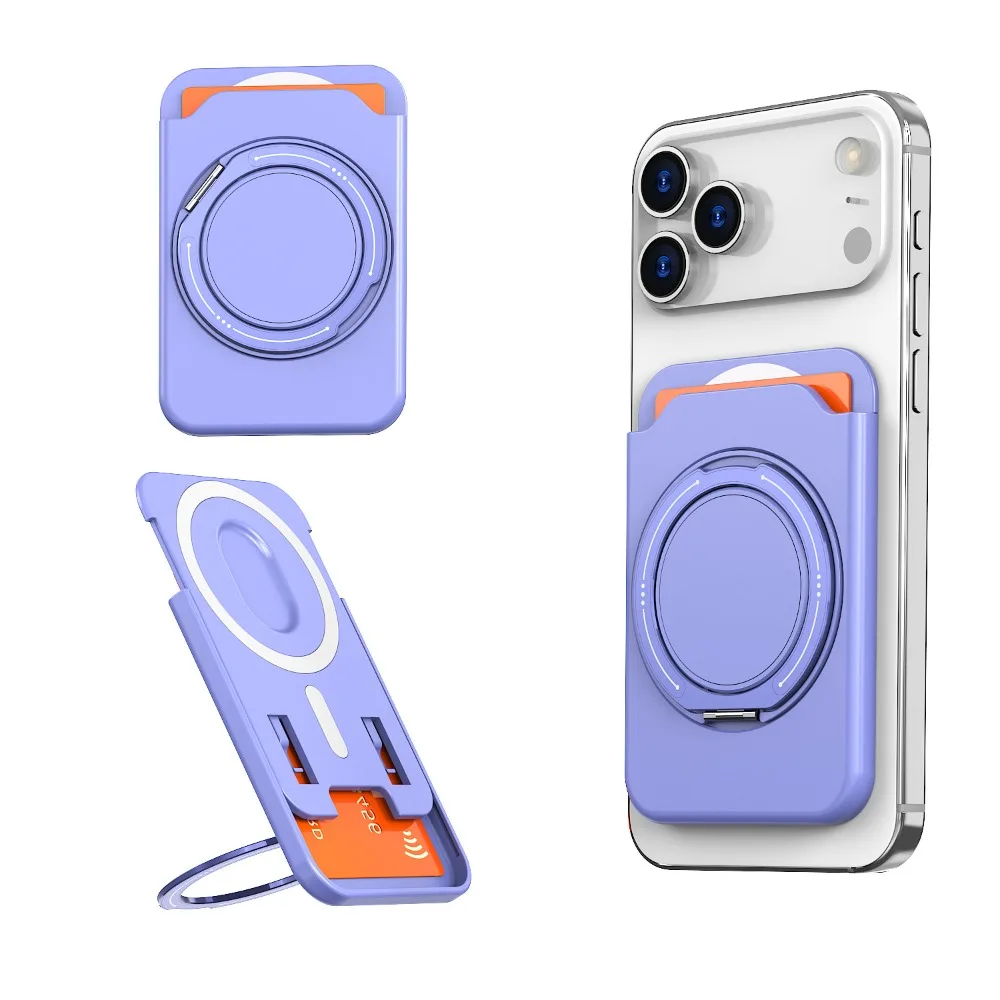 Magnetische kaarthouder portemonnee met 360 draaibare ringstandaard voor iPhone 17 Pro Max 16 15 Samsung S25 S26 Ultra Magsafe Case