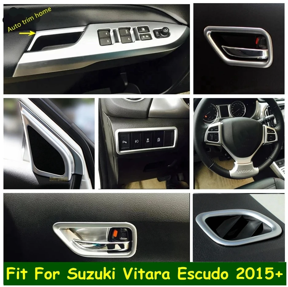 Air AC Vent Decor Frame Door Handle Bowl Steering Wheel Head Light Lamp Cover Trim For Suzuki Vitara 2015 - 2021 Car Accessories